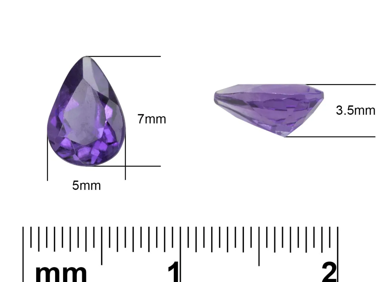 Amethyst, Pear, 7x5mm
