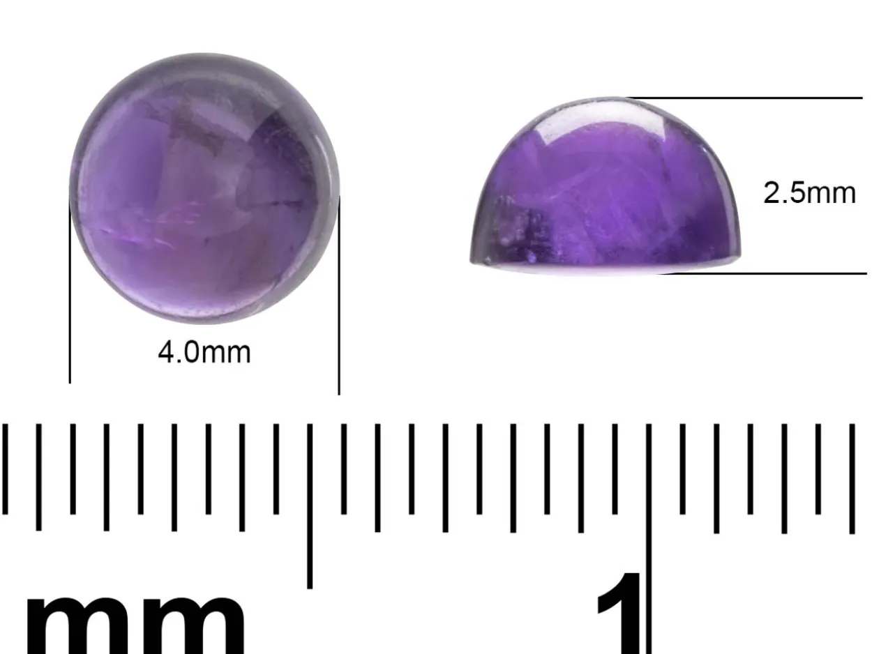 Amethyst, Round Cabochon, 4mm