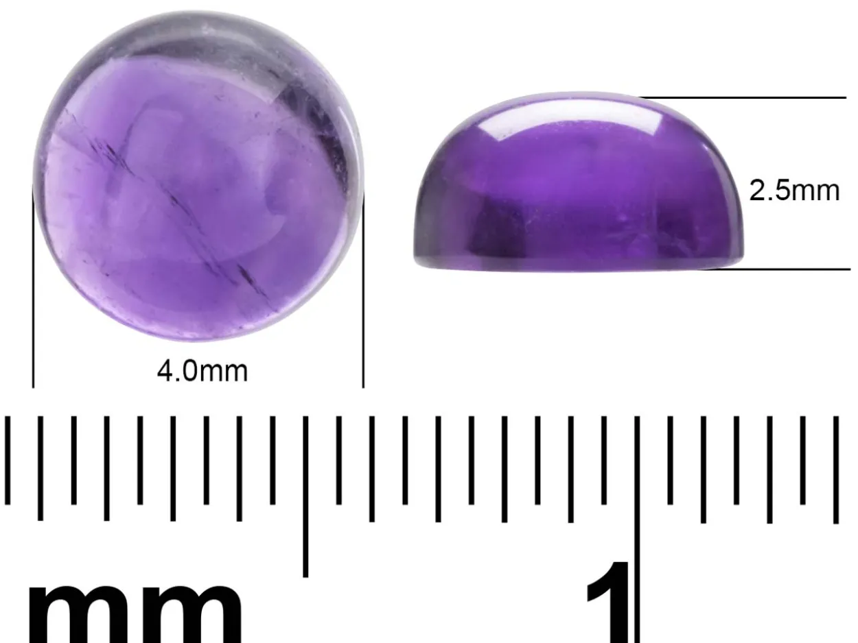 Amethyst, Round Cabochon, 5mm