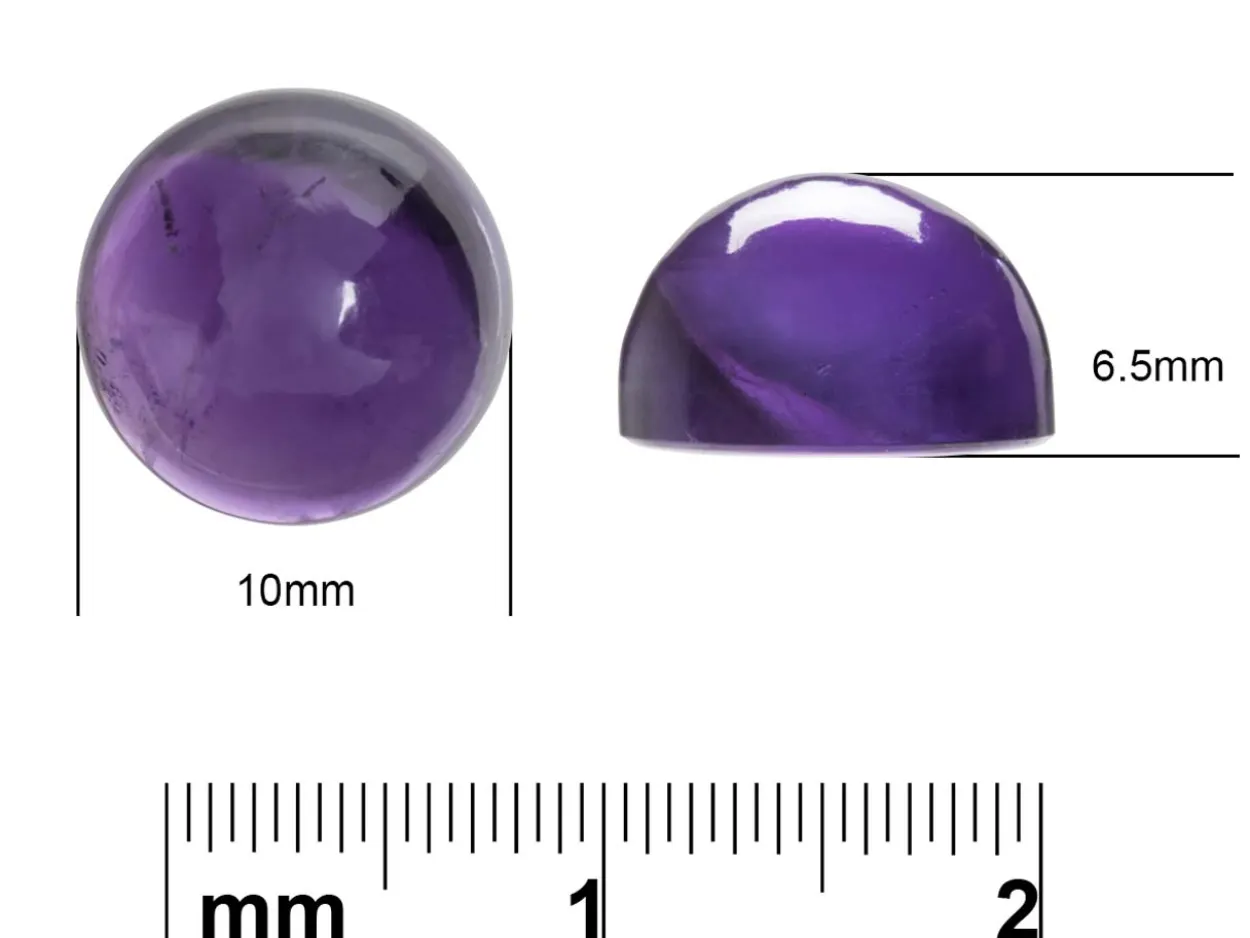 Amethyst, Round Cabochon, 10mm