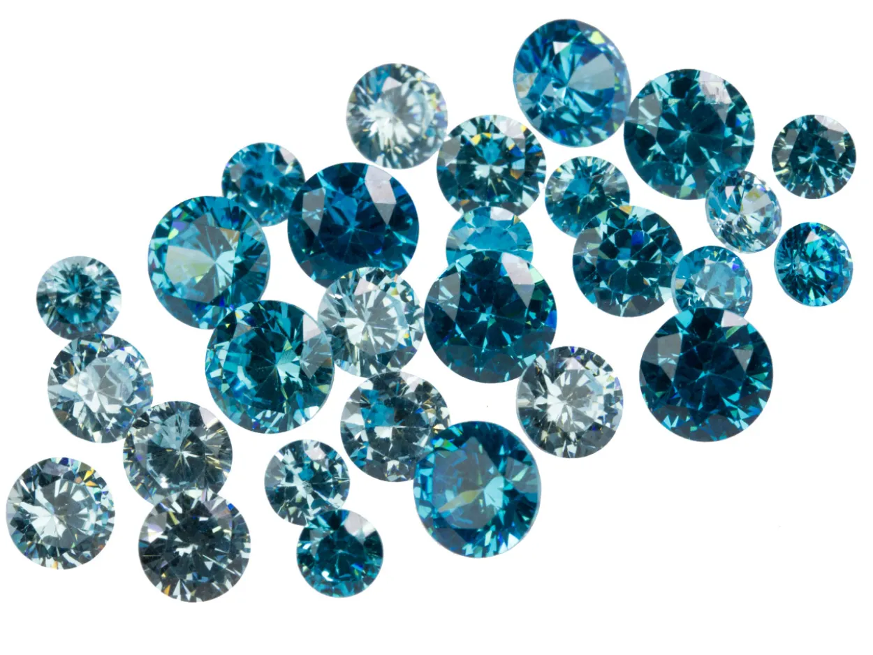 Aqua Cubic Zirconia, Round, 4,5,6mm, Pack of 28
