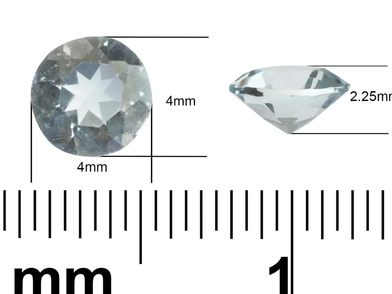 Aquamarine, Round, 4mm
