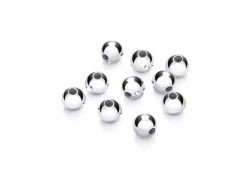 Argentium 960 Silver Beads Plain Round 5mm Pack of 10 2 Hole Bead