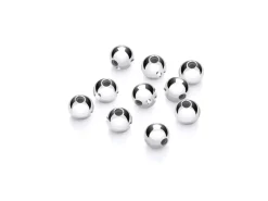 Argentium 960 Silver Beads Plain Round 6mm Pack of 10 2 Hole Bead