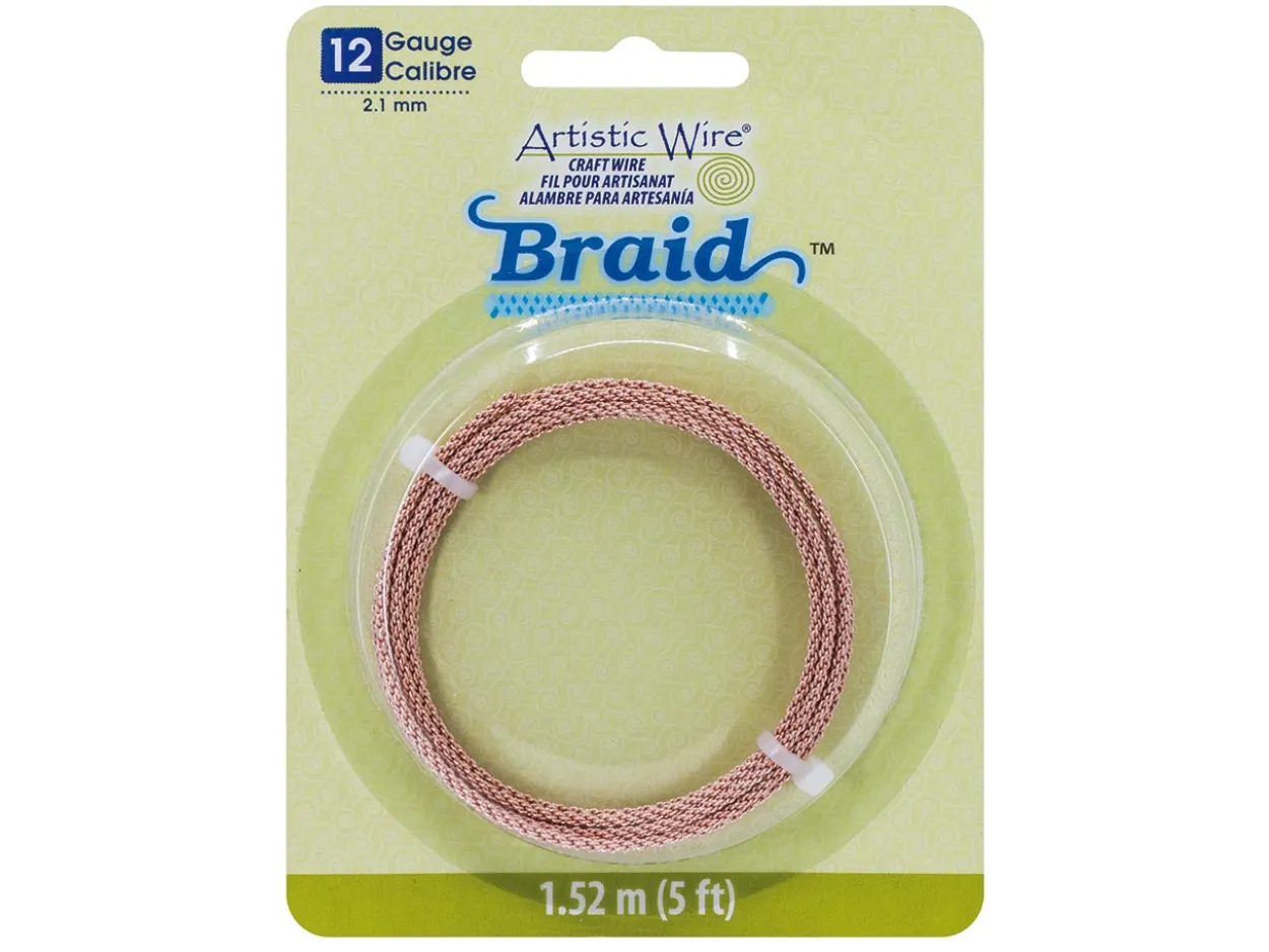 Beadalon Artistic Wire 12 Gauge Round Braid Rose Gold Colour 2.1mm X 1.5m