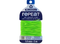 Beadalon rePEaT 100% Recycled Braided Cord, 8 Strand, 1mm X 5m, Lime Green