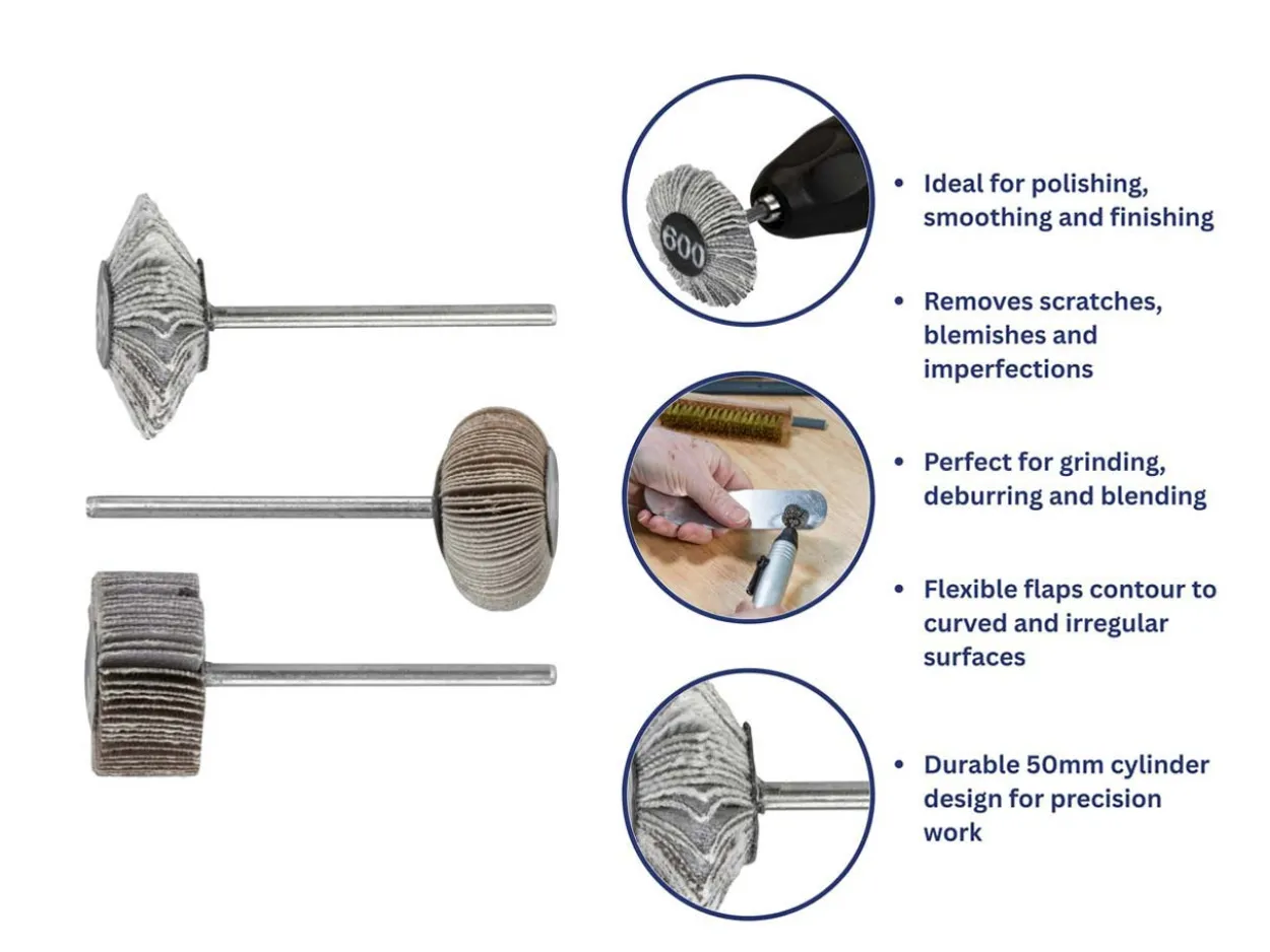 Bench Essentials By Cooksongold Emery Flap Wheel Square Edge Set