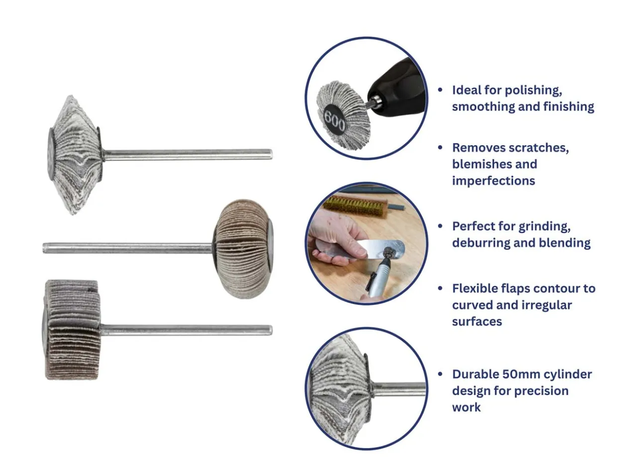 Bench Essentials By Cooksongold Emery Flap Wheel, Knife Edge 100 Grit