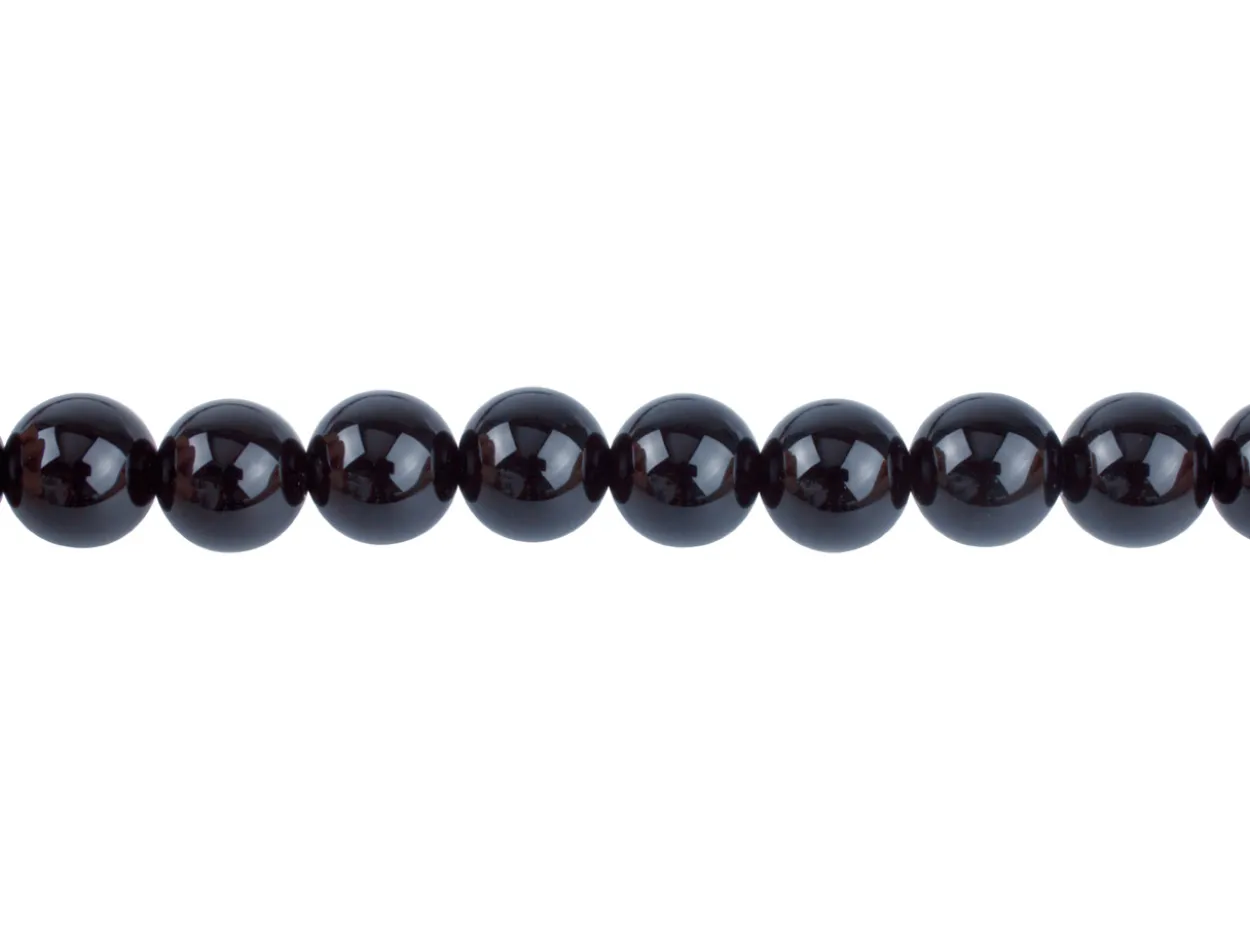 Black Agate Semi Precious Round Beads 10mm 16"/40cm Strand