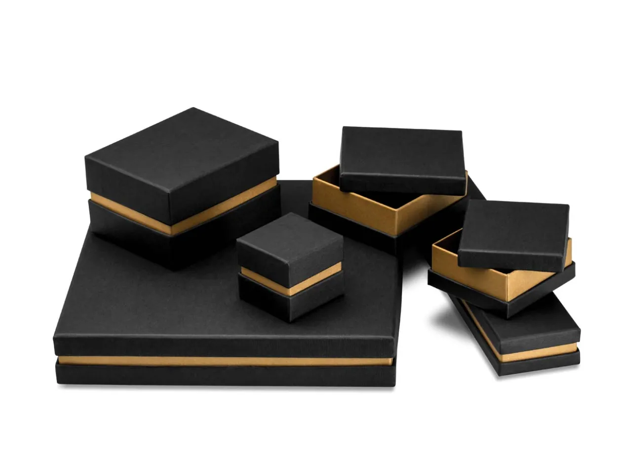 Black And Gold Metallic Ring Box