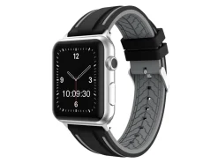 Black And Grey Dual Tone Silicone Strap For Apple Watch, Compatible With 42/44/45/49mm Models