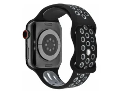 Black And Grey Dual Tone Silicone Strap For Apple Watch, Compatible With 42/44/45/49mm Models