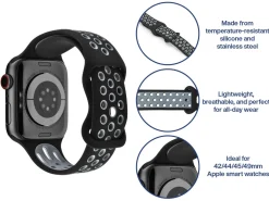 Black And Grey Dual Tone Silicone Strap For Apple Watch, Compatible With 42/44/45/49mm Models