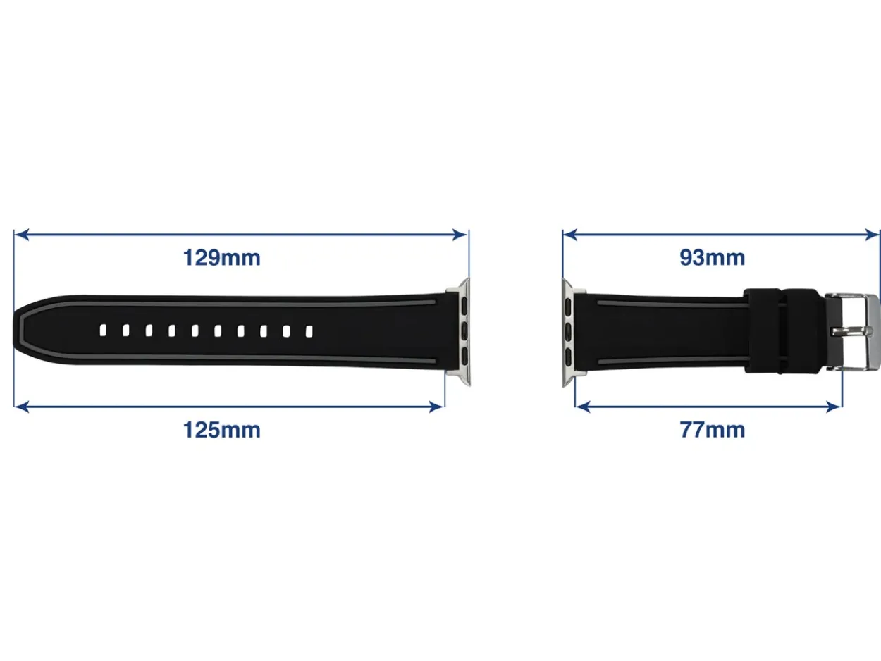 Black And Grey Dual Tone Silicone Strap For Apple Watch, Compatible With 38/40/41mm Models