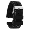 Black And Grey Stitched Silicone Watch Strap, Quick Release Pins, 20mm