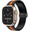 Black And Orange Dual Tone Silicone Strap For Apple Watch, Compatible With 42/44/45/49mm Models