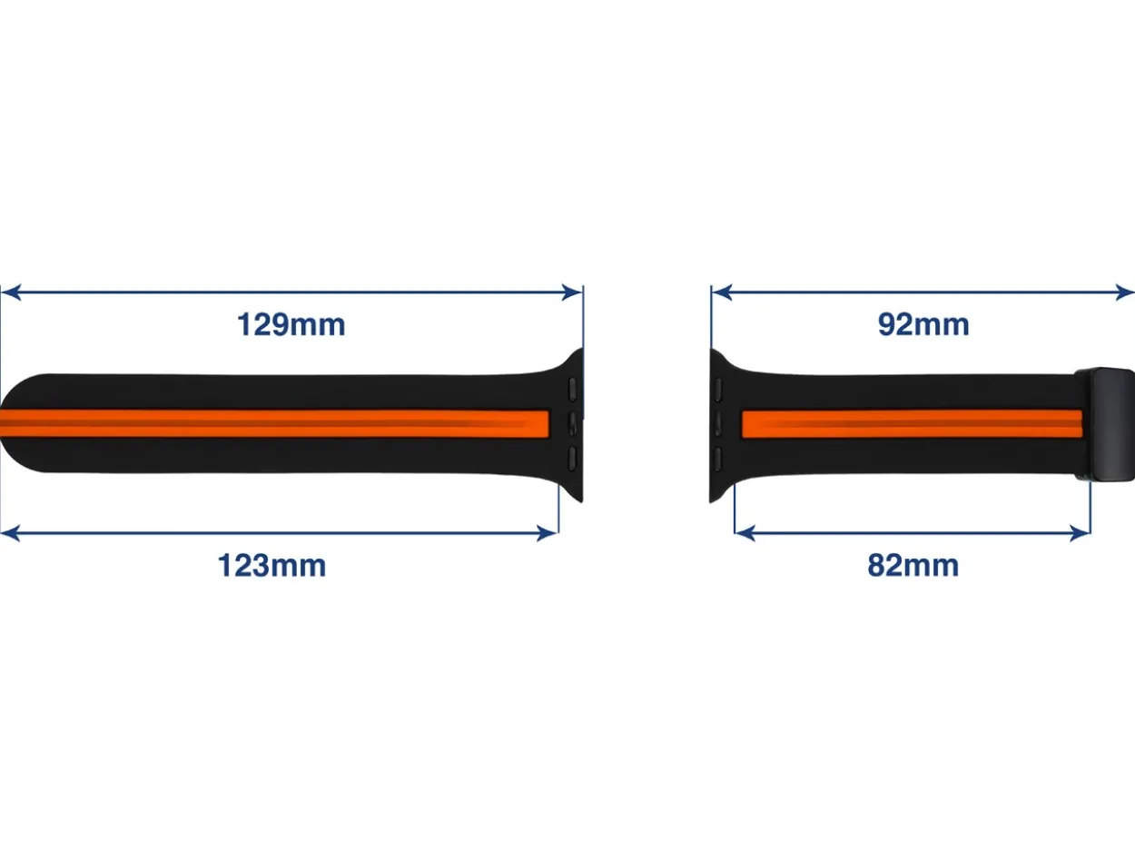 Black And Orange Dual Tone Silicone Strap For Apple Watch, Compatible With 42/44/45/49mm Models