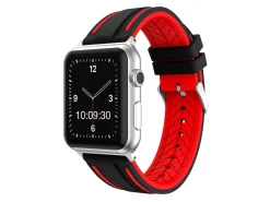 Black And Red Dual Tone Silicone Strap For Apple Watch, Compatible With 38/40/41mm Models