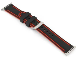 Black And Red Dual Tone Silicone Strap For Apple Watch, Compatible With 38/40/41mm Models