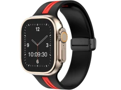 Black And Red Dual Tone Silicone Strap For Apple Watch, Compatible With 42/44/45/49mm Models