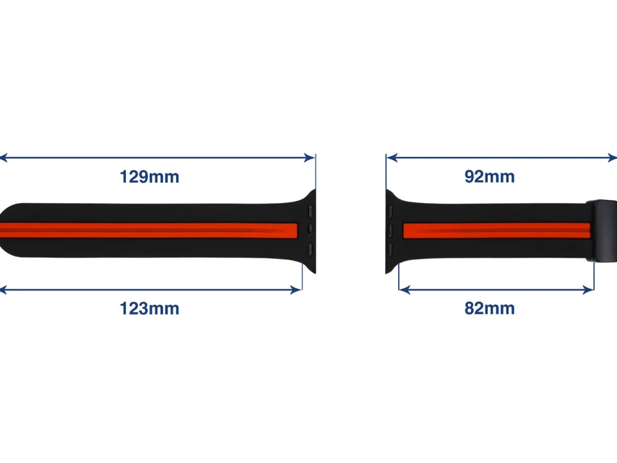 Black And Red Dual Tone Silicone Strap For Apple Watch, Compatible With 42/44/45/49mm Models