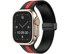 Black And Red Dual Tone Silicone Strap For Apple Watch, Compatible With 38/40/41mm Models