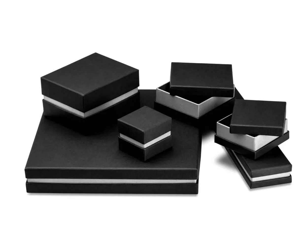 Black And Silver Metallic Collarette Box