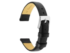 Black Genuine Calf Leather Watch Strap, 18mm