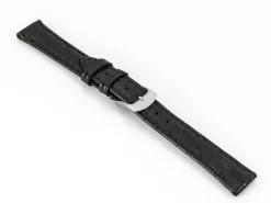 Black Italian Genuine Crocodile Leather Watch Strap, 18mm