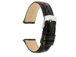 Black Italian Genuine Crocodile Leather Watch Strap, 20mm