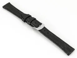 Black Italian Genuine Crocodile Leather Watch Strap, 16mm