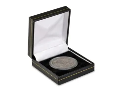 Black Leatherette Crown In Capsule Coin Box