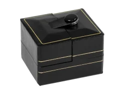 Black Leatherette 2 Door Ring Box