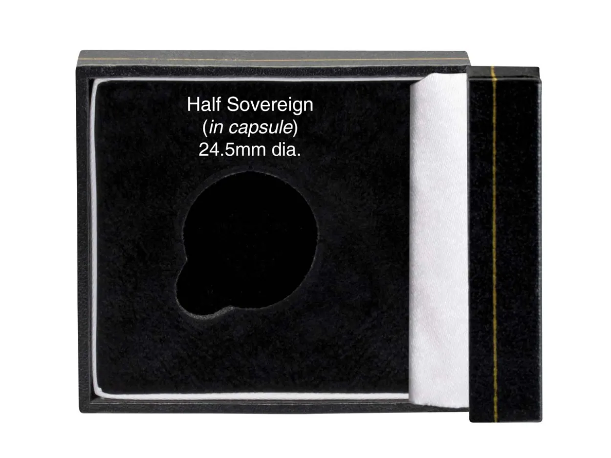 Black Leatherette Half Sovereign In Capsule Coin Box