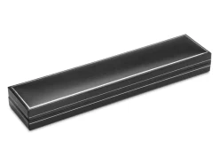 Black Leatherette Long Bracelet Box Silver Line