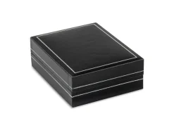Black Leatherette Pendant Box Silver Line