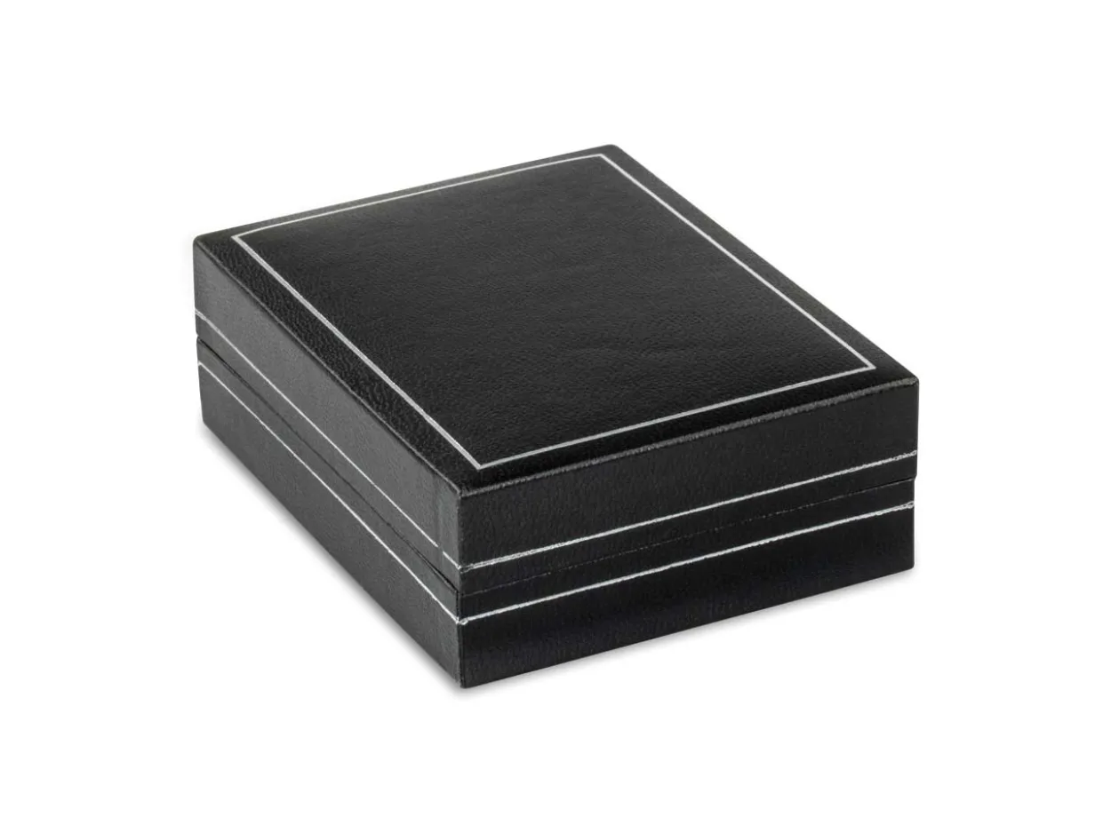 Black Leatherette Pendant Box Silver Line