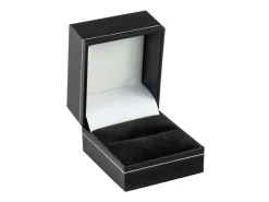 Black Leatherette Ring Box Silver Line