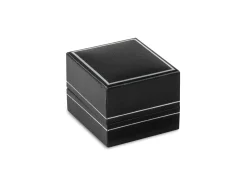 Black Leatherette Ring Box Silver Line