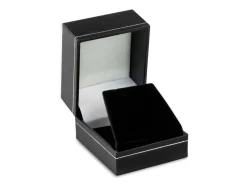 Black Leatherette Stud Earrings Box Silver Line