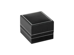Black Leatherette Stud Earrings Box Silver Line