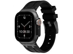 Black Silicone Strap For Apple Watch, Compatible With 42/44/45/49mm Models