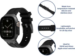Black Silicone Strap For Apple Watch, Compatible With 38/40/41mm Models