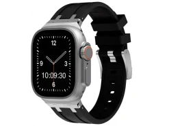Black Silicone Strap For Apple Watch, Compatible With 38/40/41mm Models