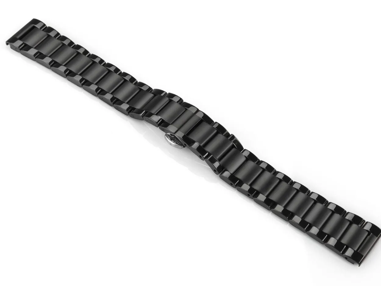 Black Stainless Steel Watch Bracelet, Centre Clasp, 20mm