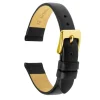 Black Stitched Genuine Calf Leather Watch Strap, 12mm