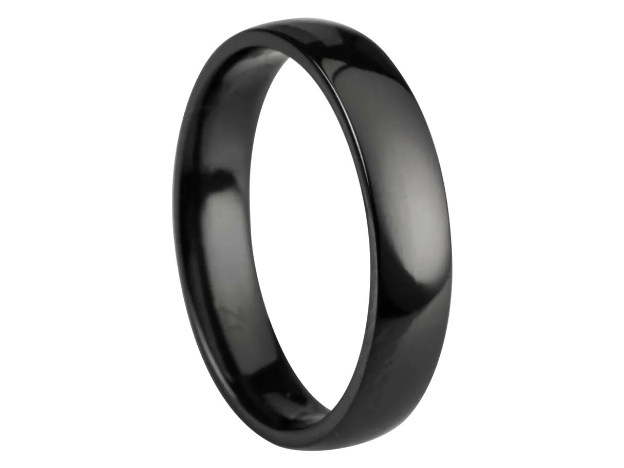 Black Zirconium Court Polished Wedding Ring 4.0mm, Size X, 1.6mm Wall