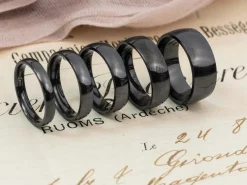 Black Zirconium Court Polished Wedding Ring 4.0mm, Size X, 1.6mm Wall
