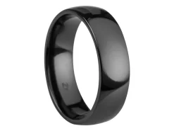 Black Zirconium Court Polished Wedding Ring 6.0mm, Size T, 1.8mm Wall