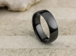 Black Zirconium Court Polished Wedding Ring 6.0mm, Size S, 1.8mm Wall